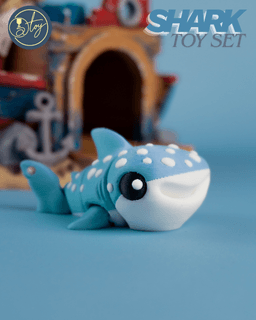 Articulated Shark Set & Sunken Ship House 3d model