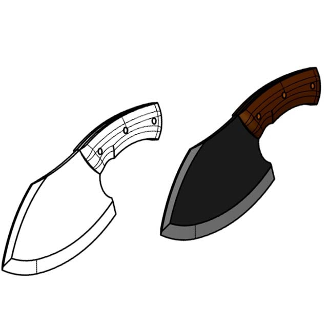 Full-tang Cleaver Knife 3d model