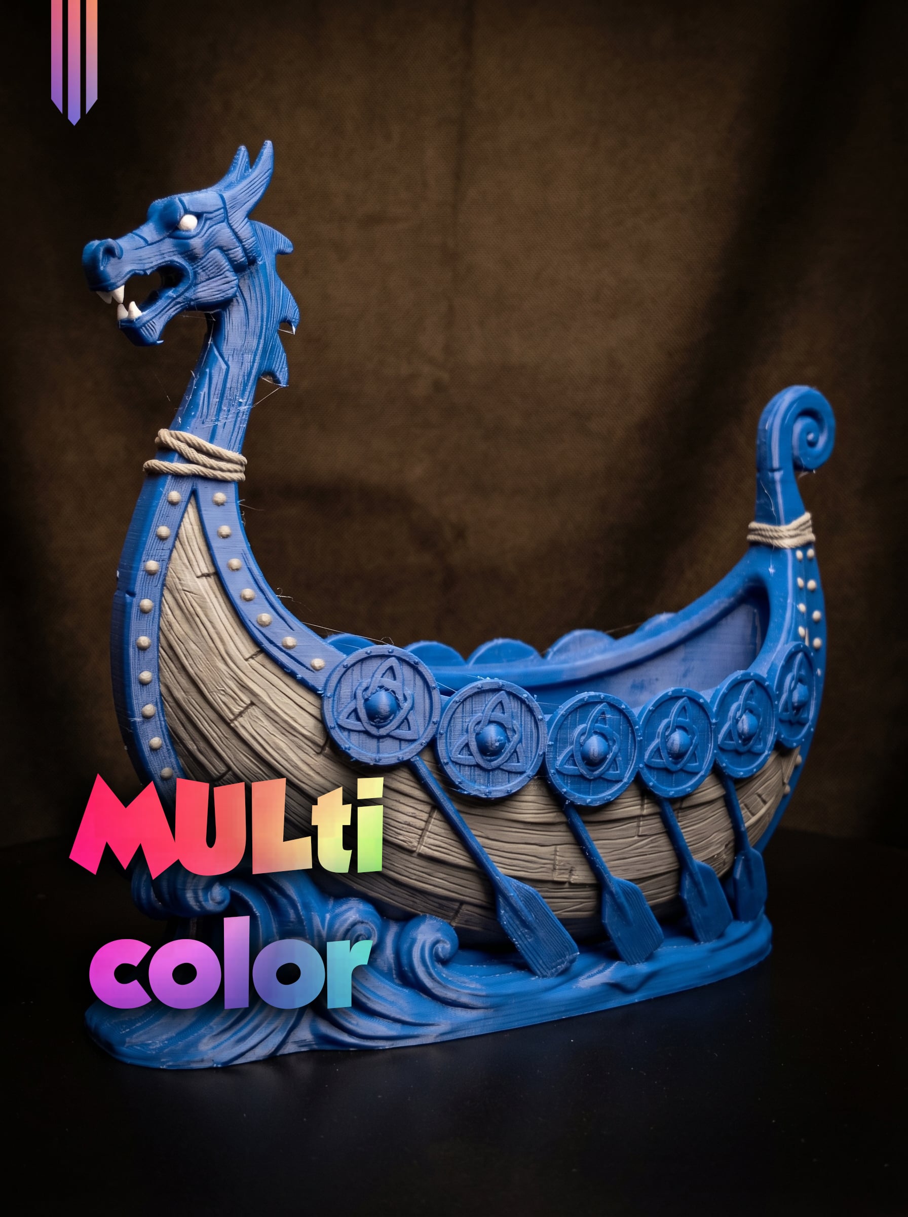 Viking Longship Planter 3MF | Norse Decor Multi-Color | FDM 3d model
