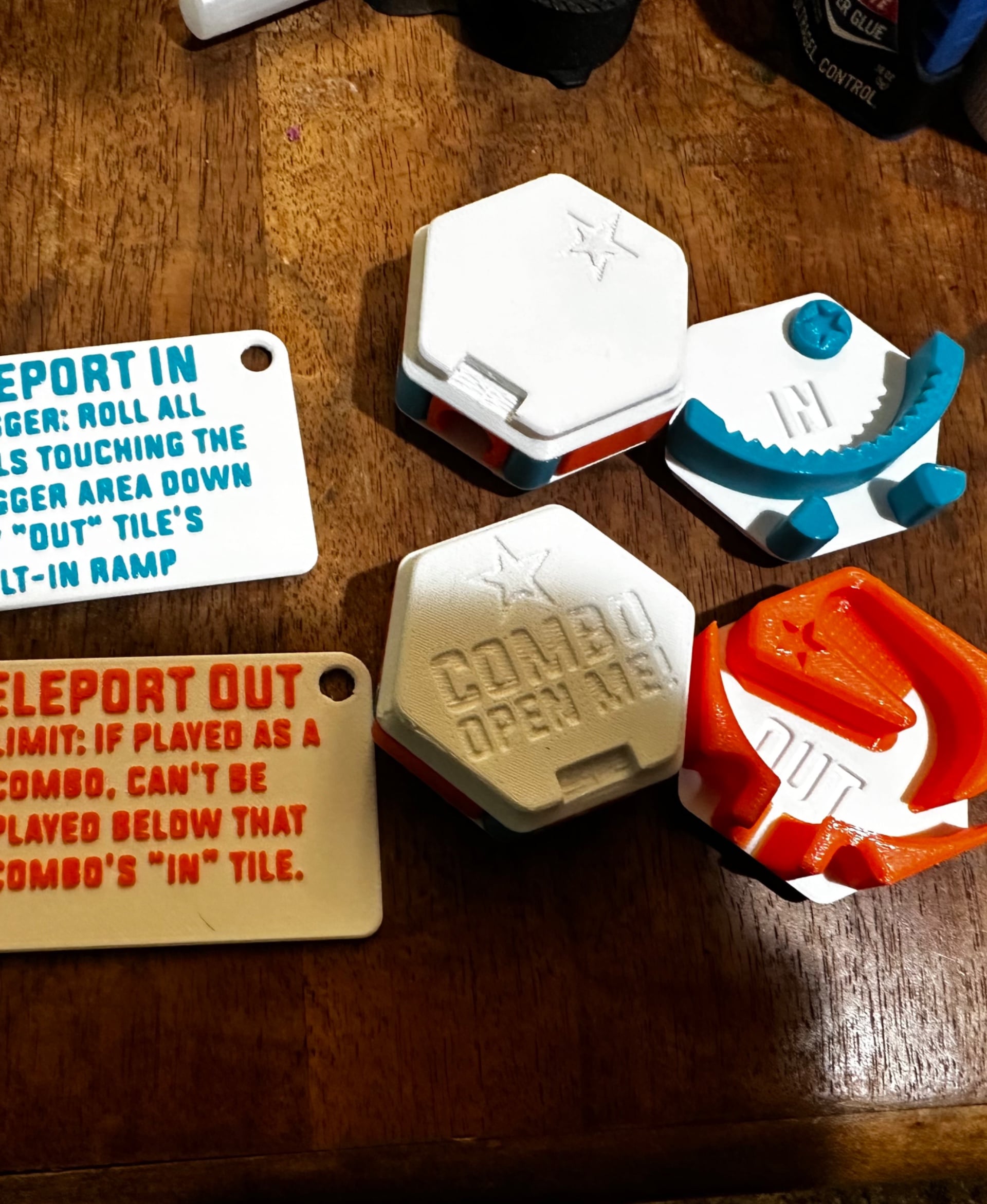 How could I not make these in Portal colors?! Really a fun tile to print and play around with. Printed in Overture White PETG and Hatchbox Orange & Peacock Blue PETG.