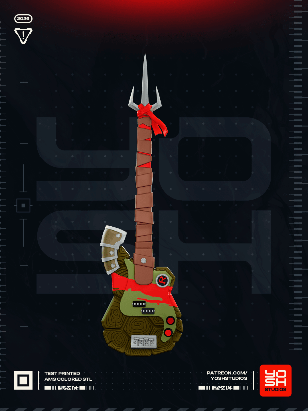 Red Turtle Guitar 3D Printer STL 3d model