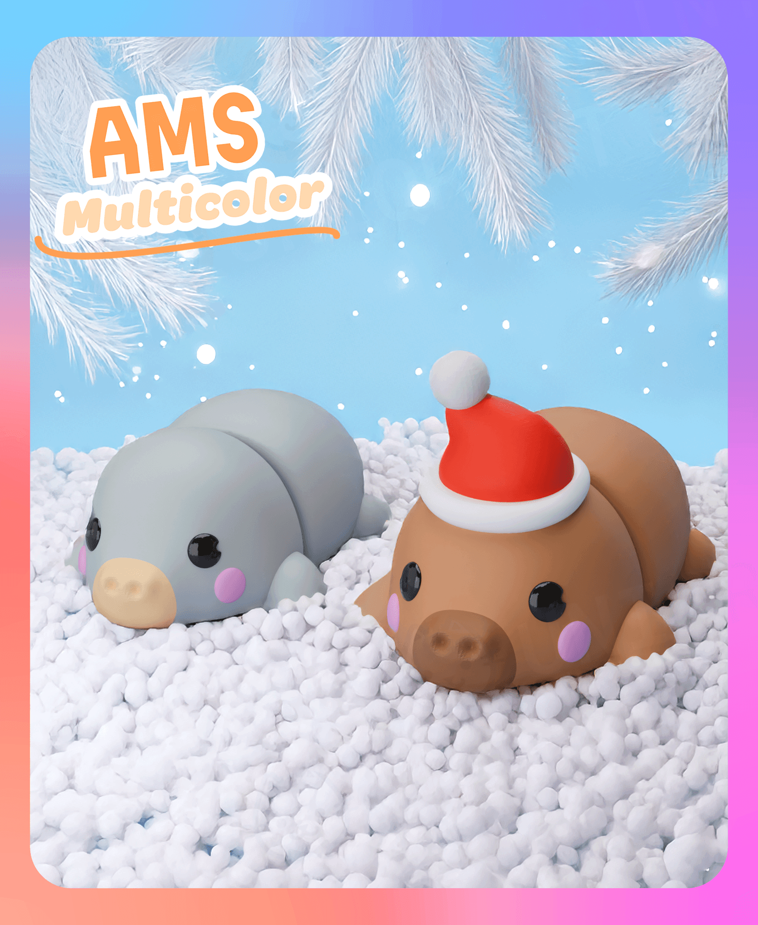 Flexi Mole Xmas and Regular Keychain (Mulitcolor) 3d model