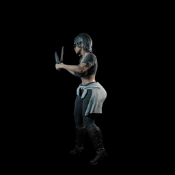 Knife Fighter Woman v2 3d model