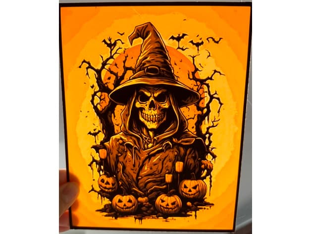 Halloween Skeleton Witch - Hueforge Print 3d model