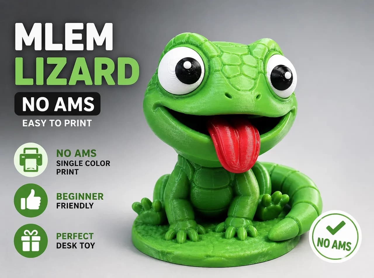Cute Baby Lizard Figurine (No AMS required / Easy Print) 3d model