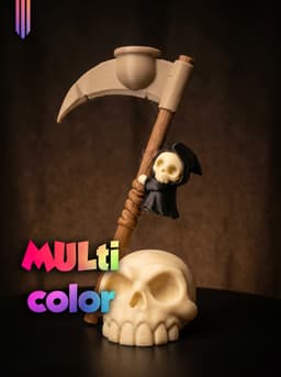 Mini Reaper Skull Stand 3MF | Gothic Decor Multi-Color | Cute 3d model