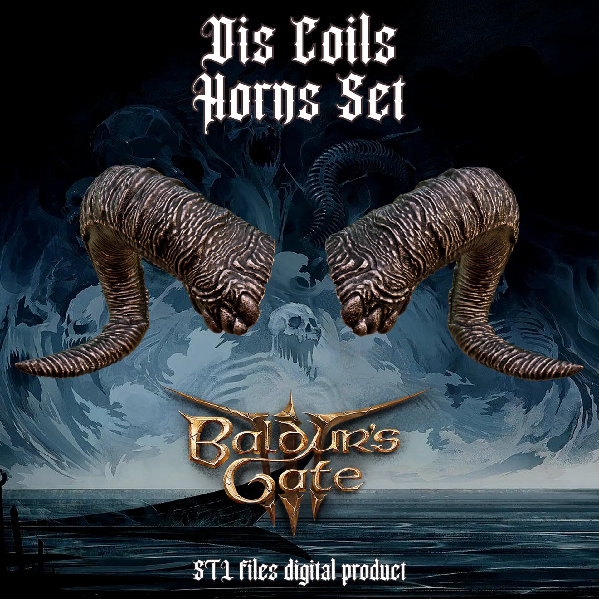 TIEFLING FANTASY DIS COILS HORNS BALDURS GATE 3 3d model