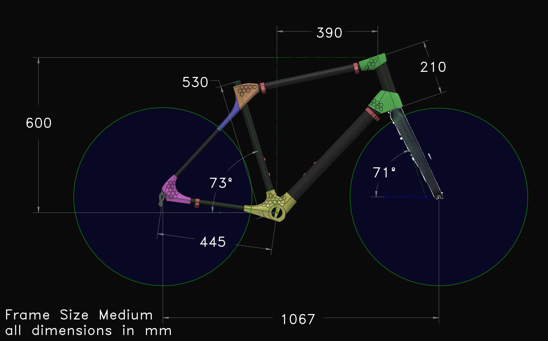 DBS 3D Printed Carbon Fiber Bicycle Frame - Medium 3d model