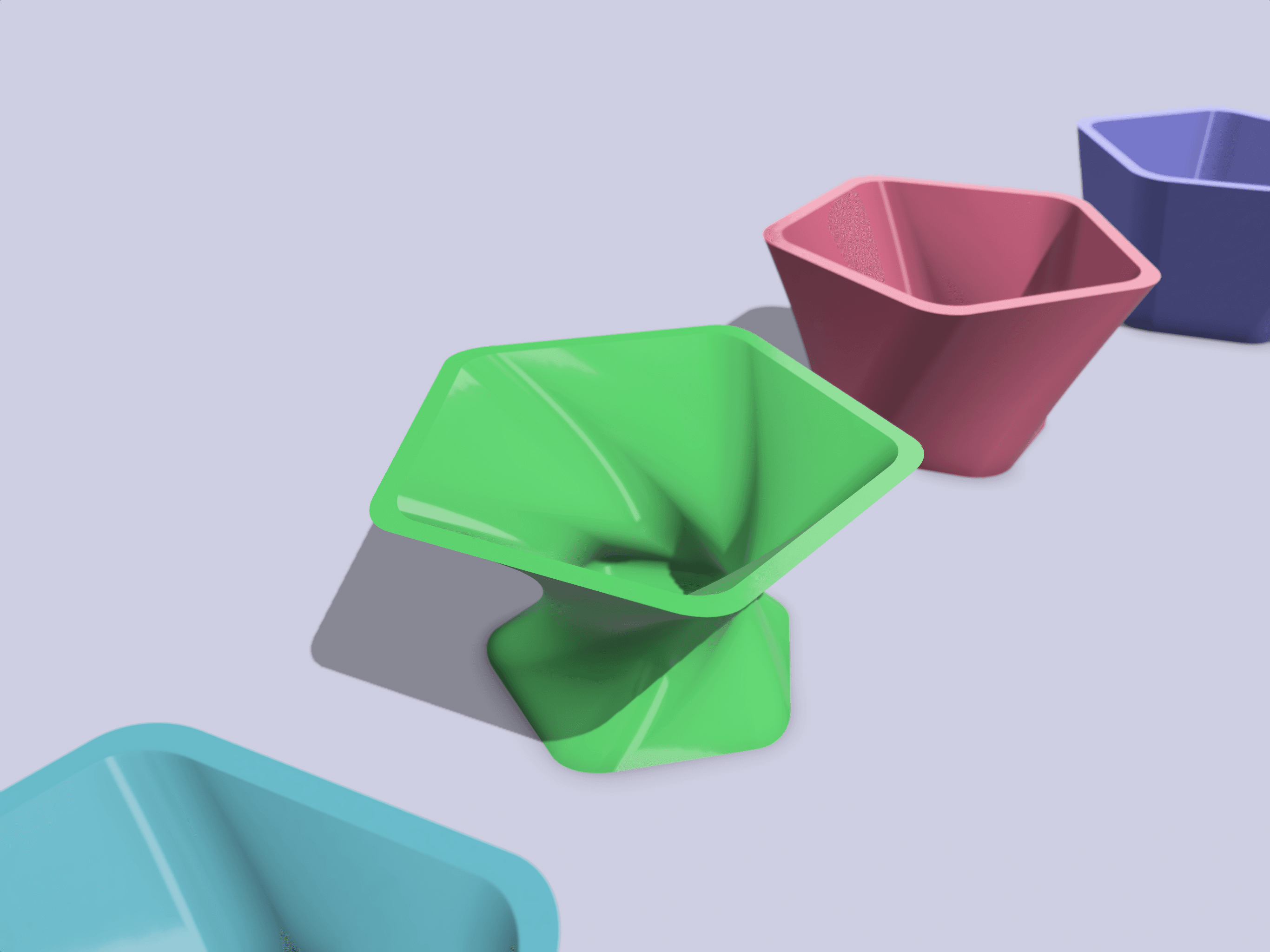 Pentagonal Planter Pots Minimalist Design Strong Fillet Collection 3d model