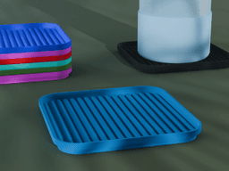 Stackable Scalloped Square Coaster Set 3D Print STL File | 3 Sizes 3d model