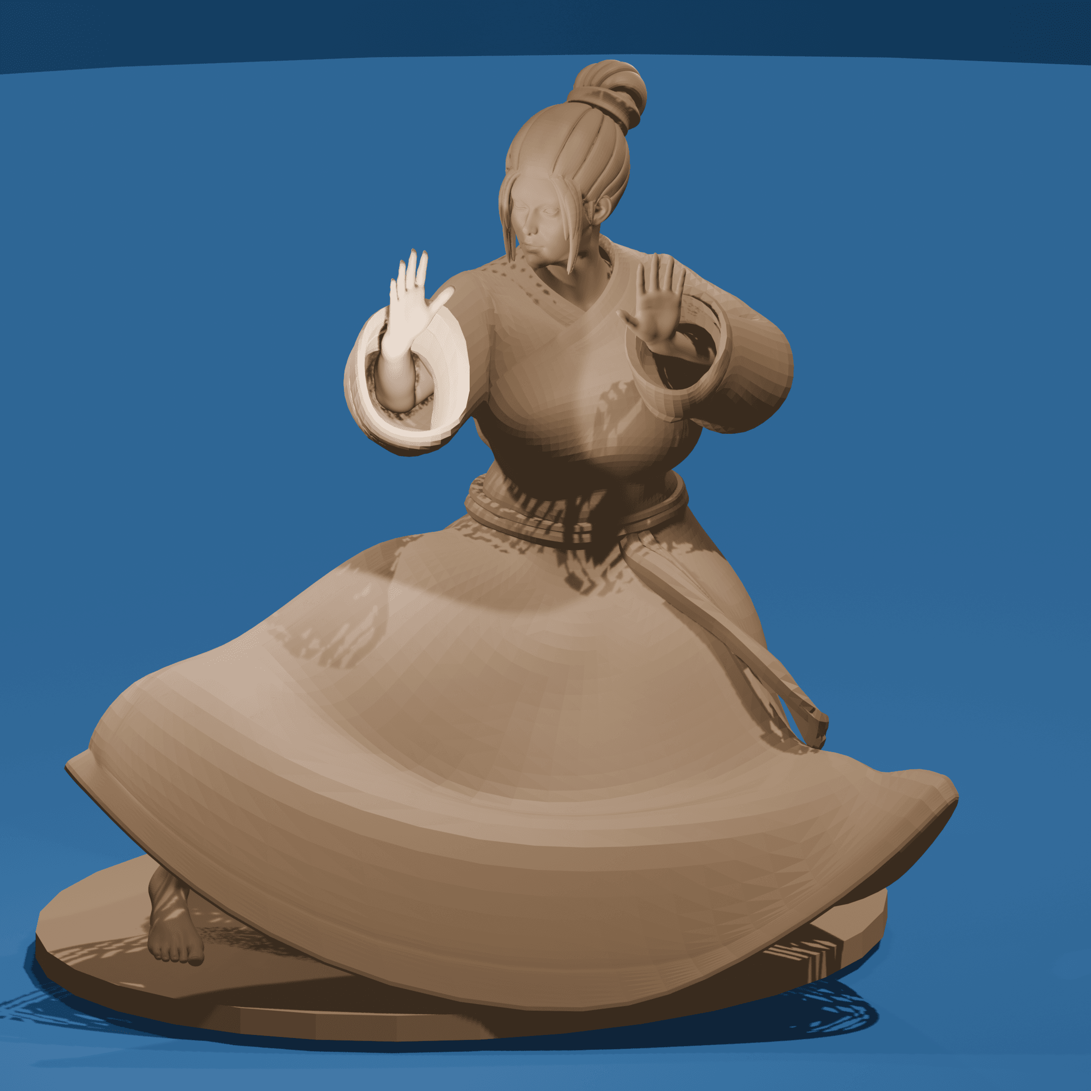 Beautiful Asian Woman Performing a Kata v2 3d model