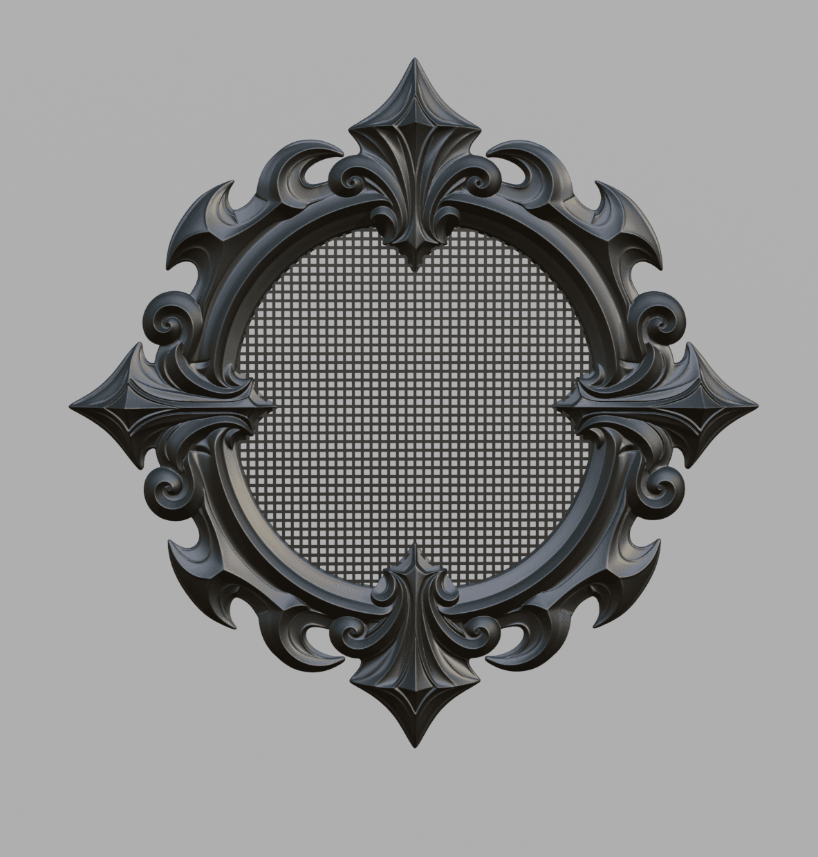 Cross Stitch Gothic Frame – Ornate Needlework Display Hoop 3d model
