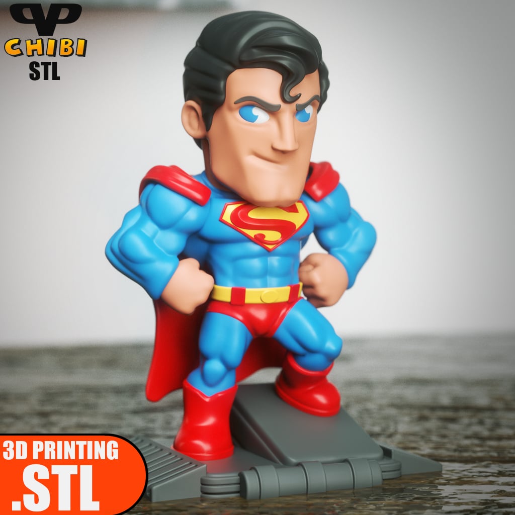 Superman Chibi STL for 3D Printing ChibiSTL 3DXM 3d model