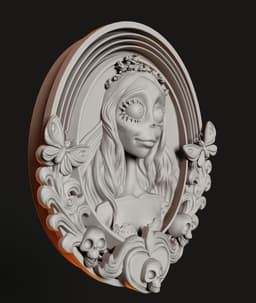 Corpse Bride Plaque STL | Gothic Wall Art 3D Print | Relief 3d model