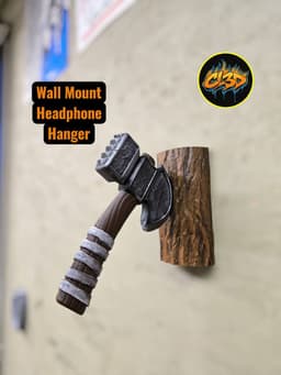 Cleaver Axe Headphone Hanger - Log 3d model