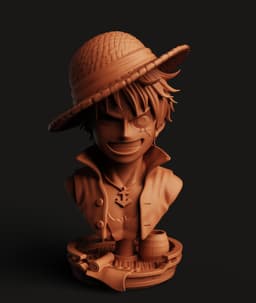 Straw Hat Pirate Bust Multi-Color 3MF | Anime Statue | Bambu Ready 3d model