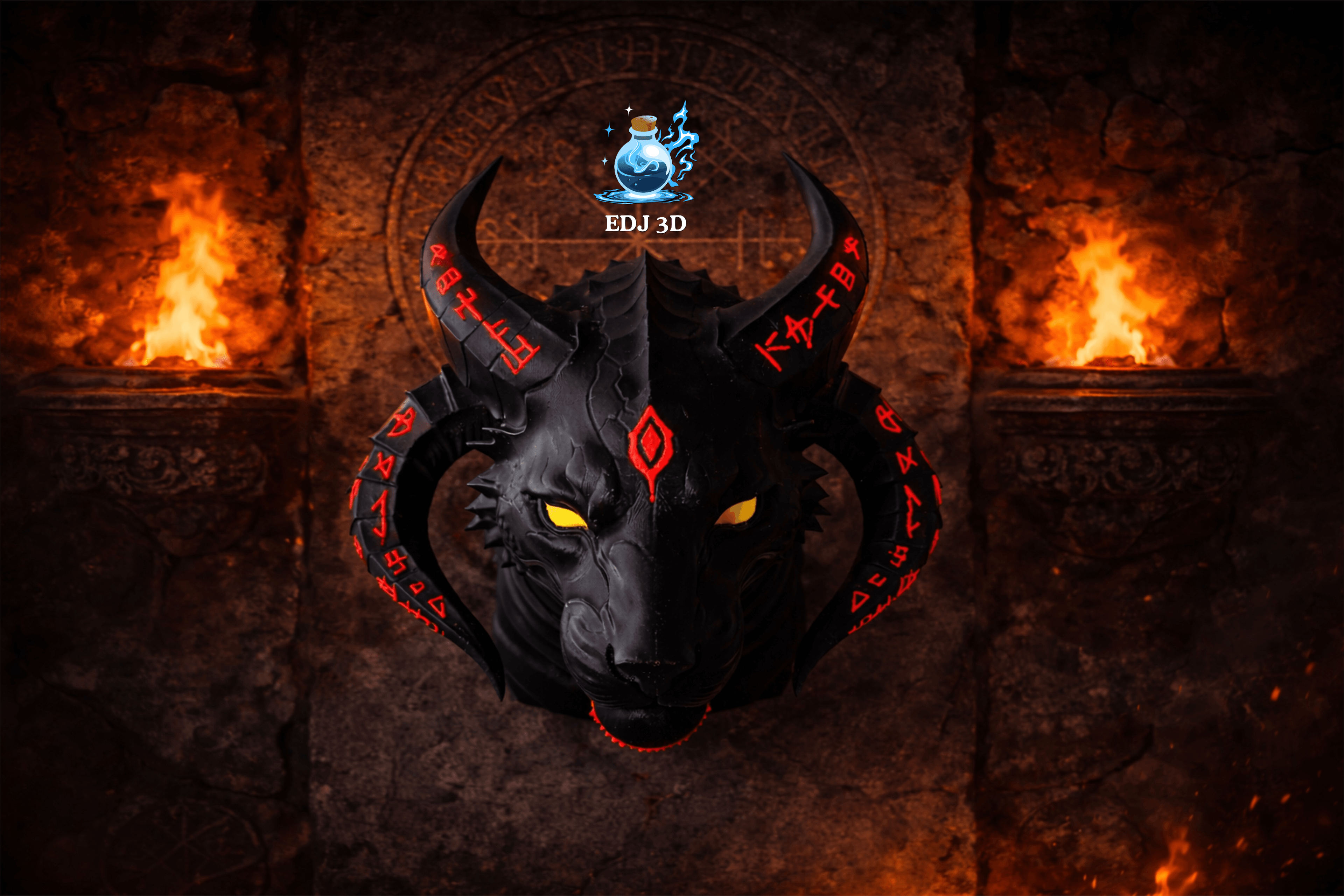 Wall Mounted Hell Cat Trophy 3d model