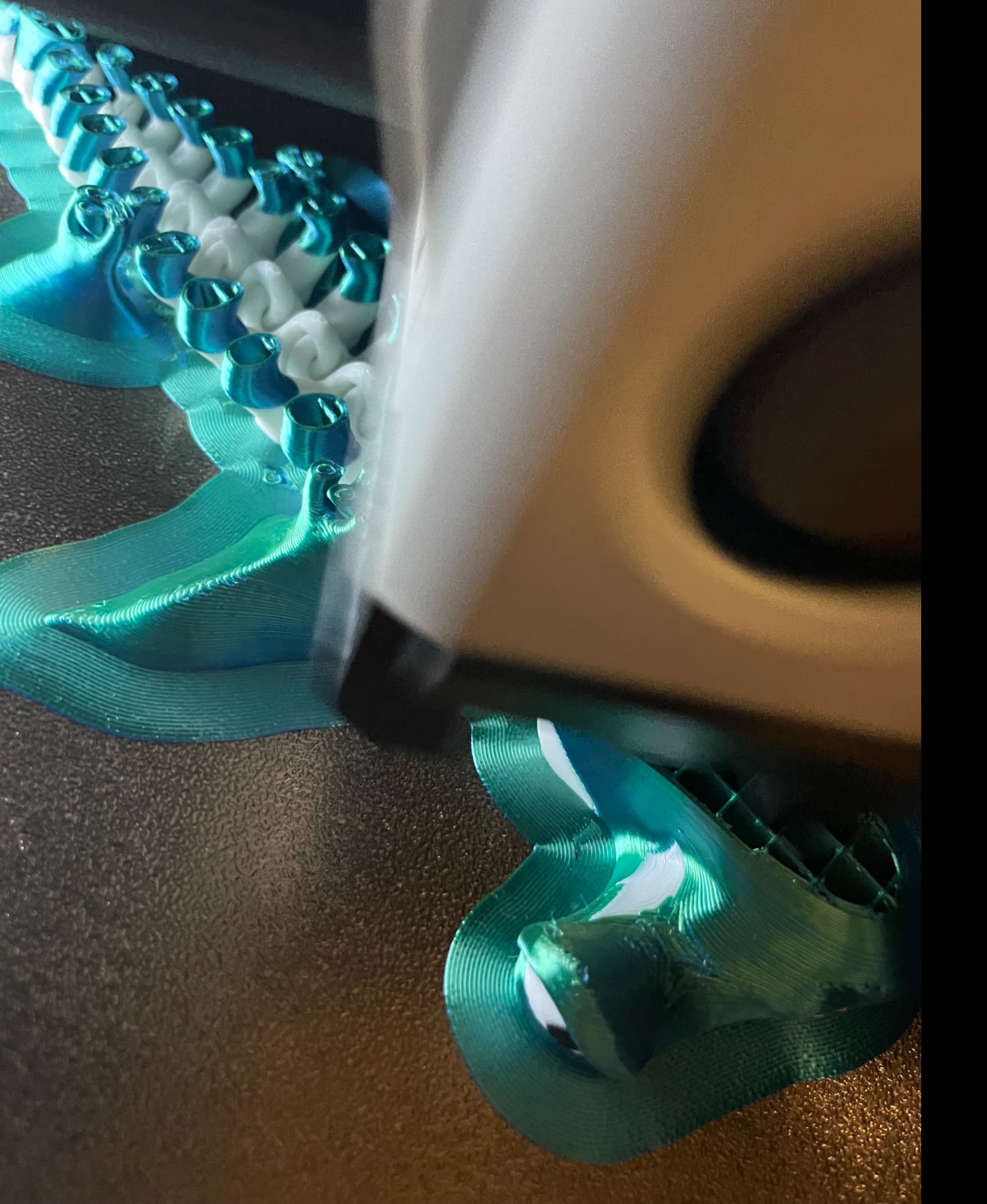 Scaled down print to 75%. This is my second model where this white flaw appears behind the eye.
Super nice print besides that.