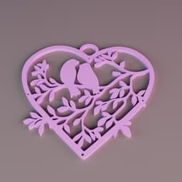 Heart Bird Pendant / Keychain 3d model