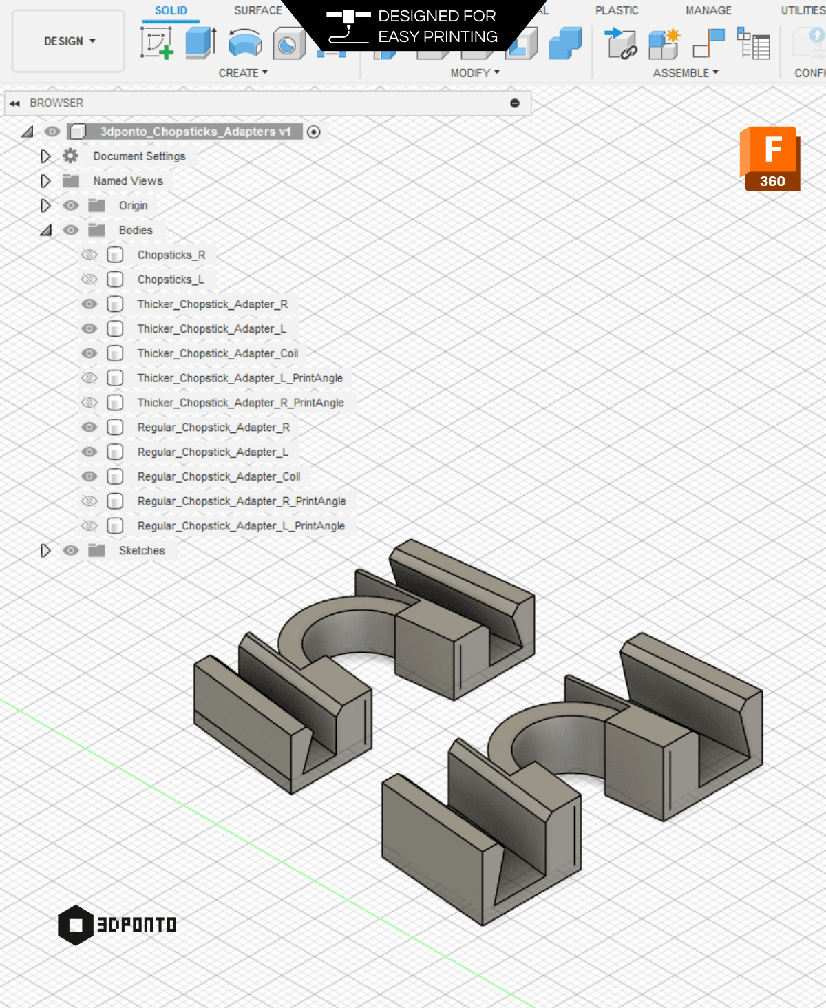 Chopsticks Adapters 3d model