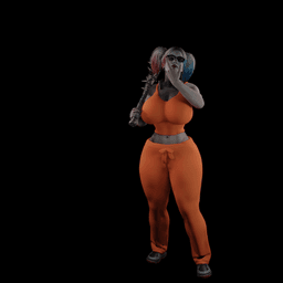 Curvy Woman with baseball bat v2 3d model