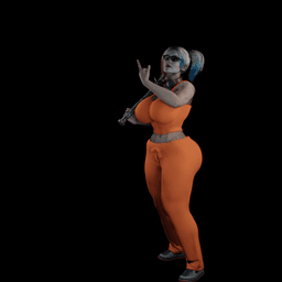 Curvy Woman with baseball bat v2 3d model