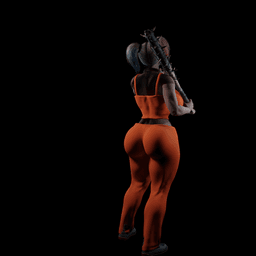 Curvy Woman with baseball bat v2 3d model