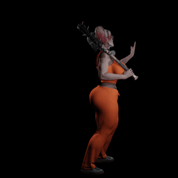 Curvy Woman with baseball bat v2 3d model