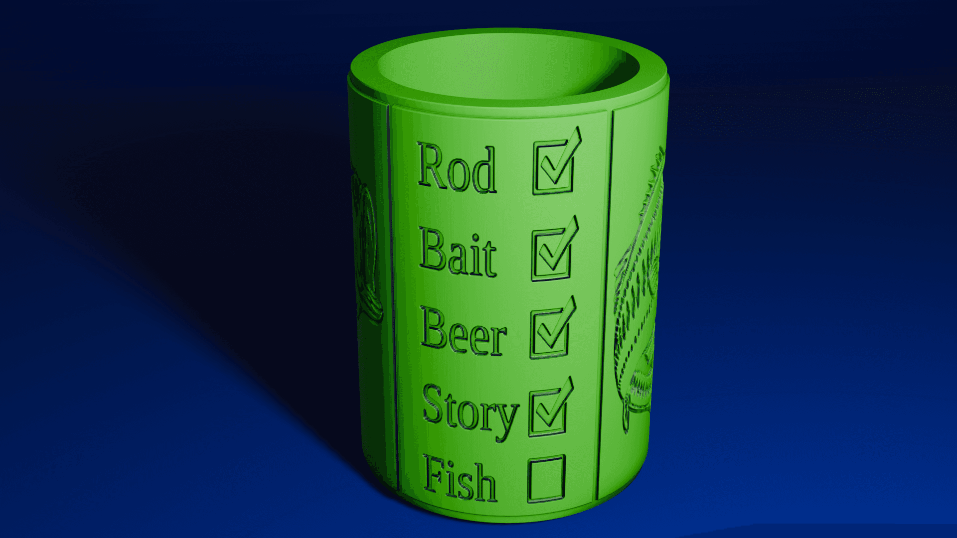 Fishing Checklist Beer Can Holder 3d model