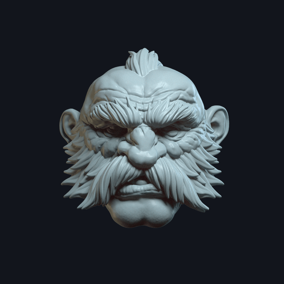 Dwarf v1- Custom Action Figure Head 3d model