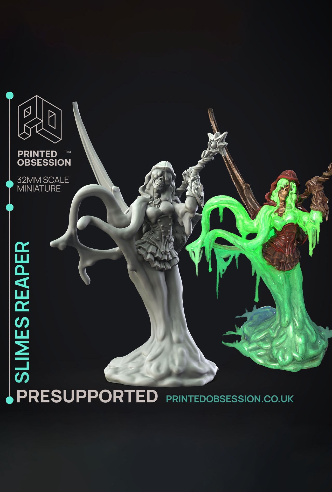 Slime Reaper - RPG Miniature - PRESUPPORTED - 32mm Scale 3d model