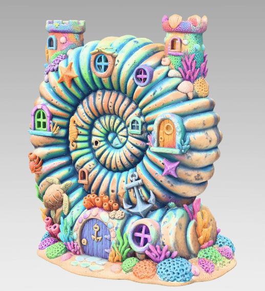 Seashell Fantasy House STL 3D print 3d model