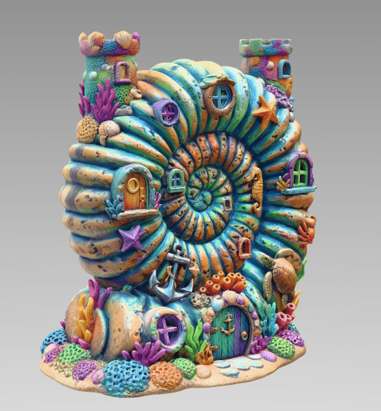 Seashell Fantasy House STL 3D print 3d model