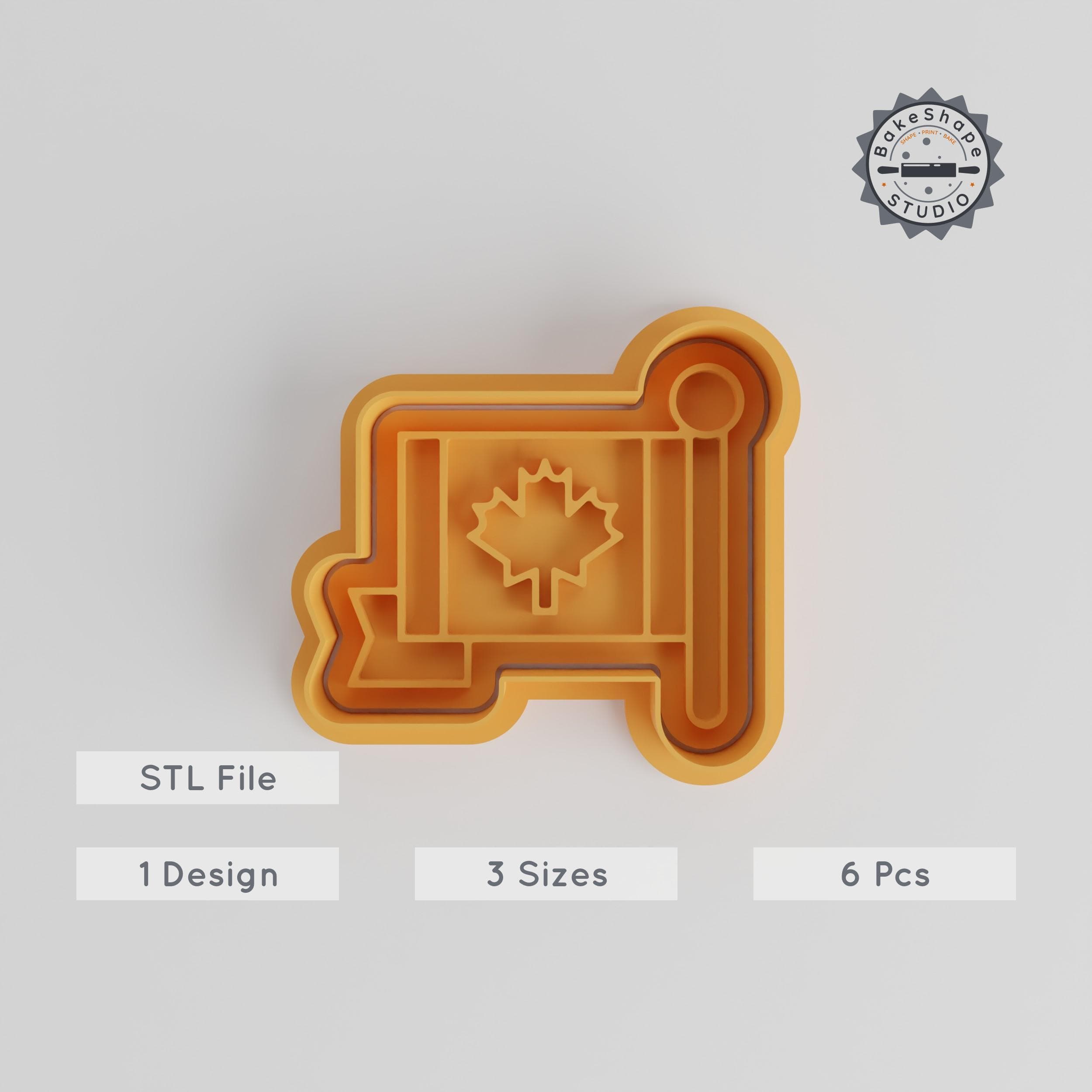 Flag Cookie Cutter & Stamp Set, Perfect for Cookies & Fondant, Includes 6 Pieces in S/M/L Sizes, Maple Leaf & Patriotic Symbol Design PRODUCT_5470 3d model