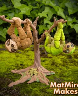 Sloth plus Tree display - Articulated Figure 3d model