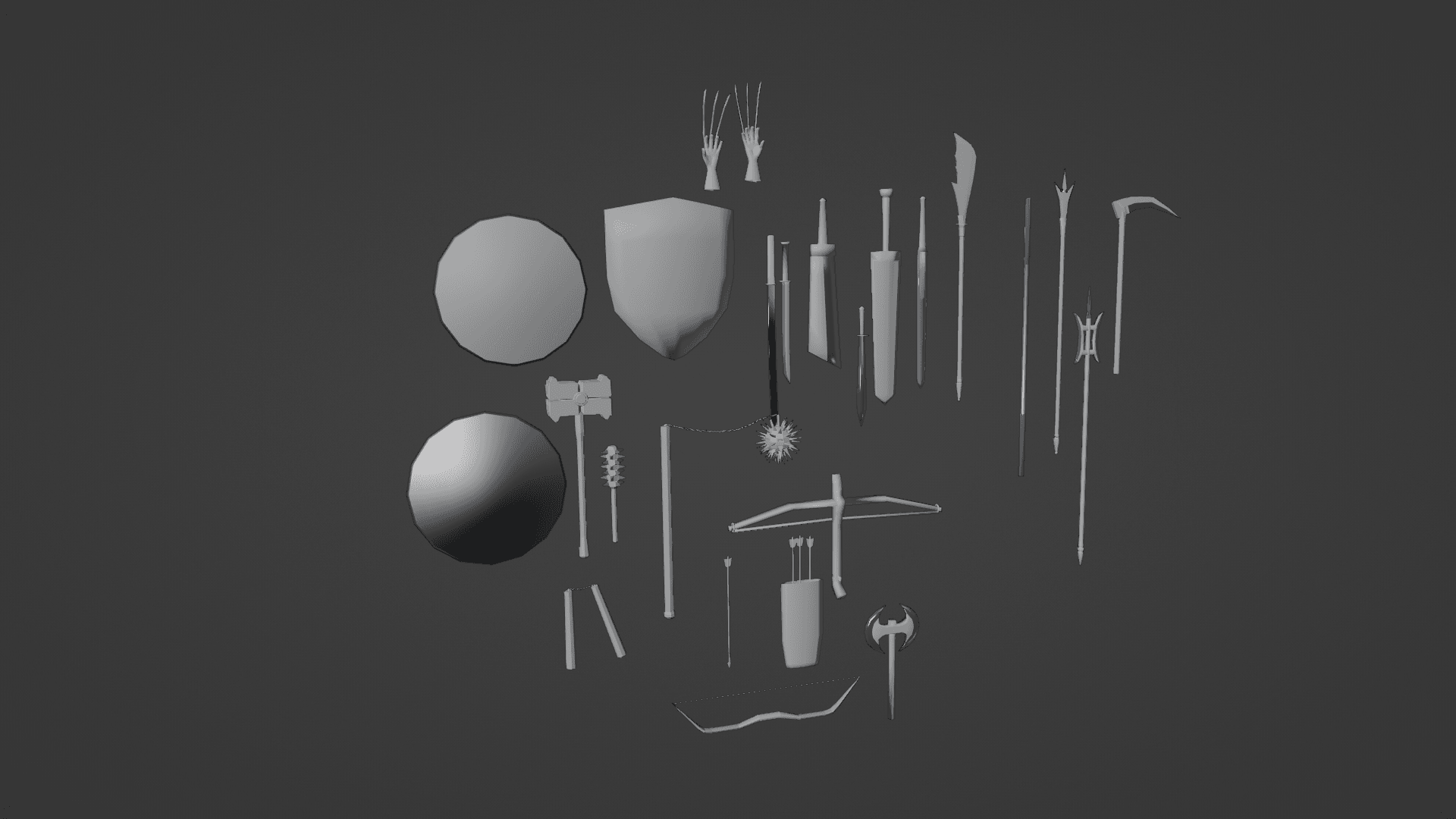 LOWPOLY MELEE PACK FOR GAME OR 3D PRINT 3d model