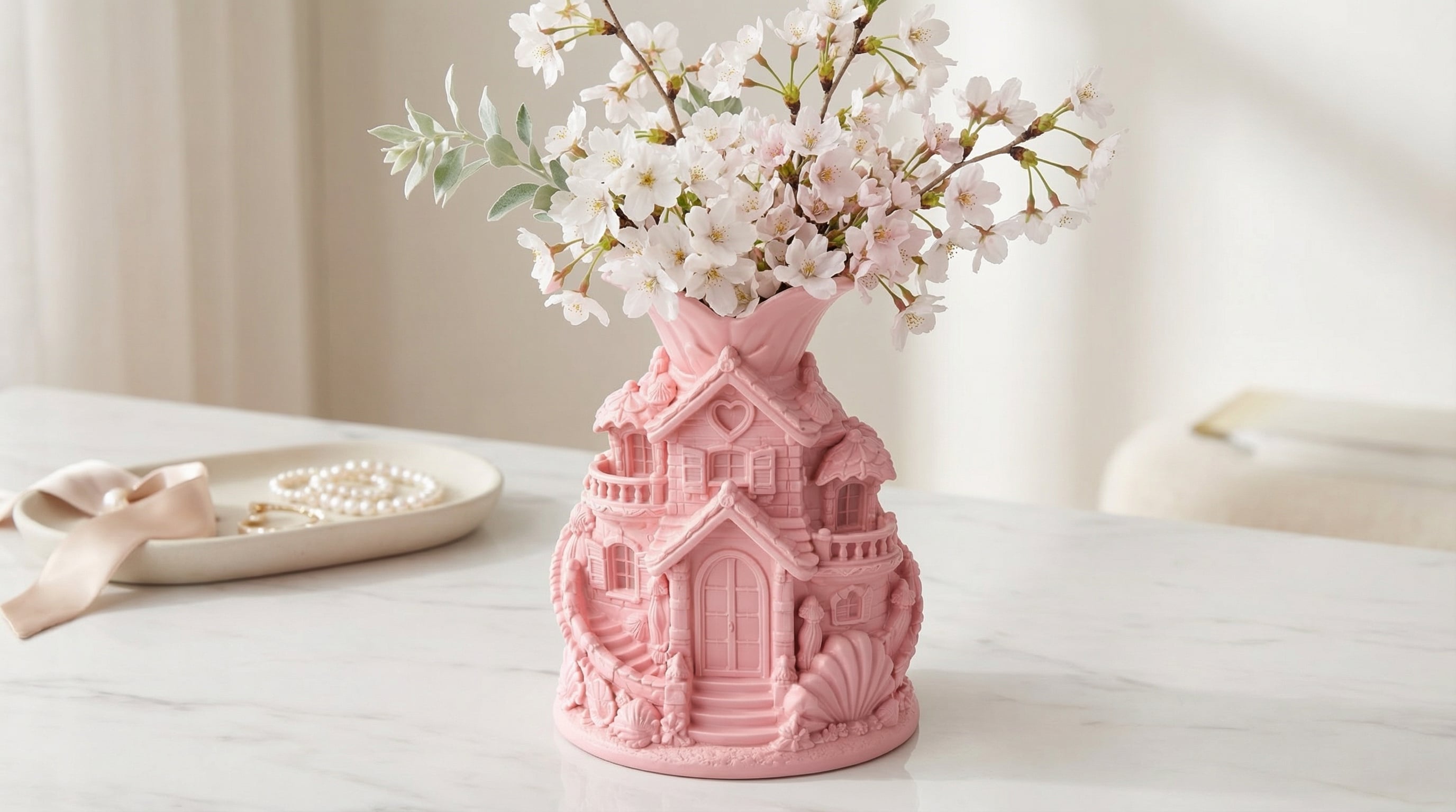Dollhouse Castle Vase - Coquette Surrealist Home Decor 3d model