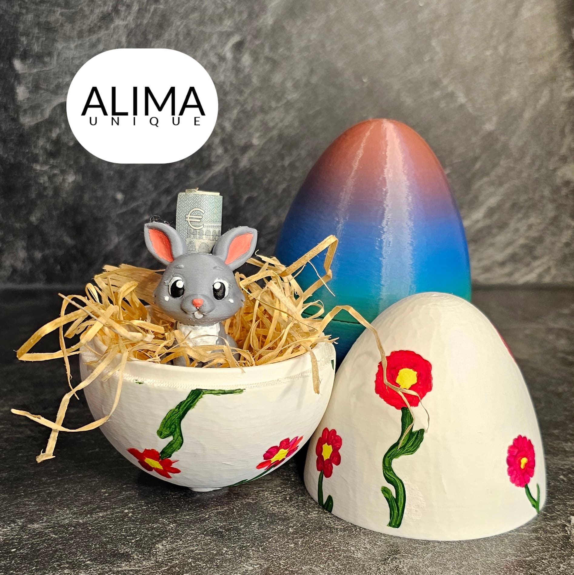 Easter egg with a bunny money giver 3d model
