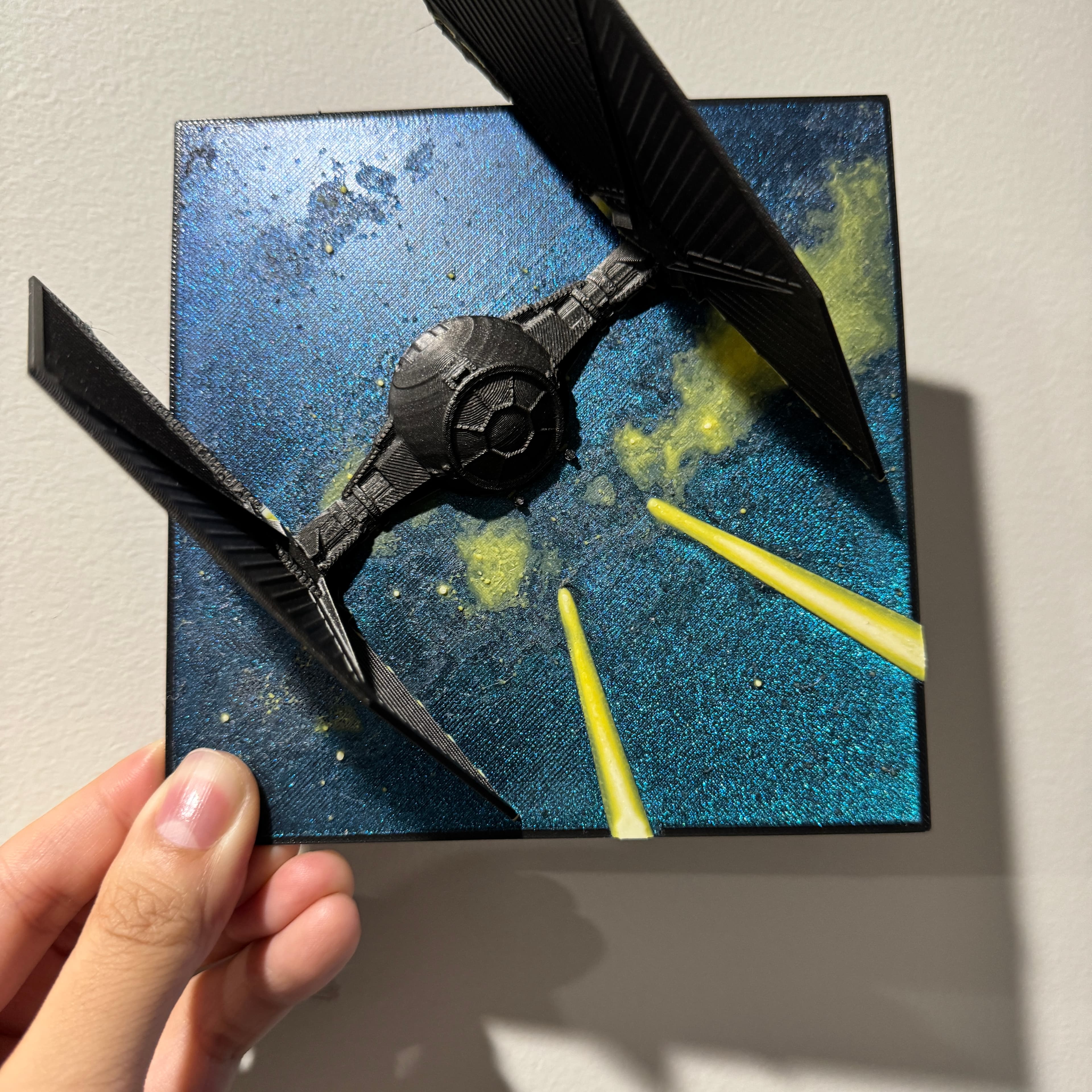 TIE Fighter in Flight - HueForge Hybrid Print 3d model