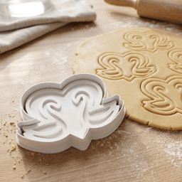 Two Swans Shape Of Heart Cookie Cutter And Stamp 3d model