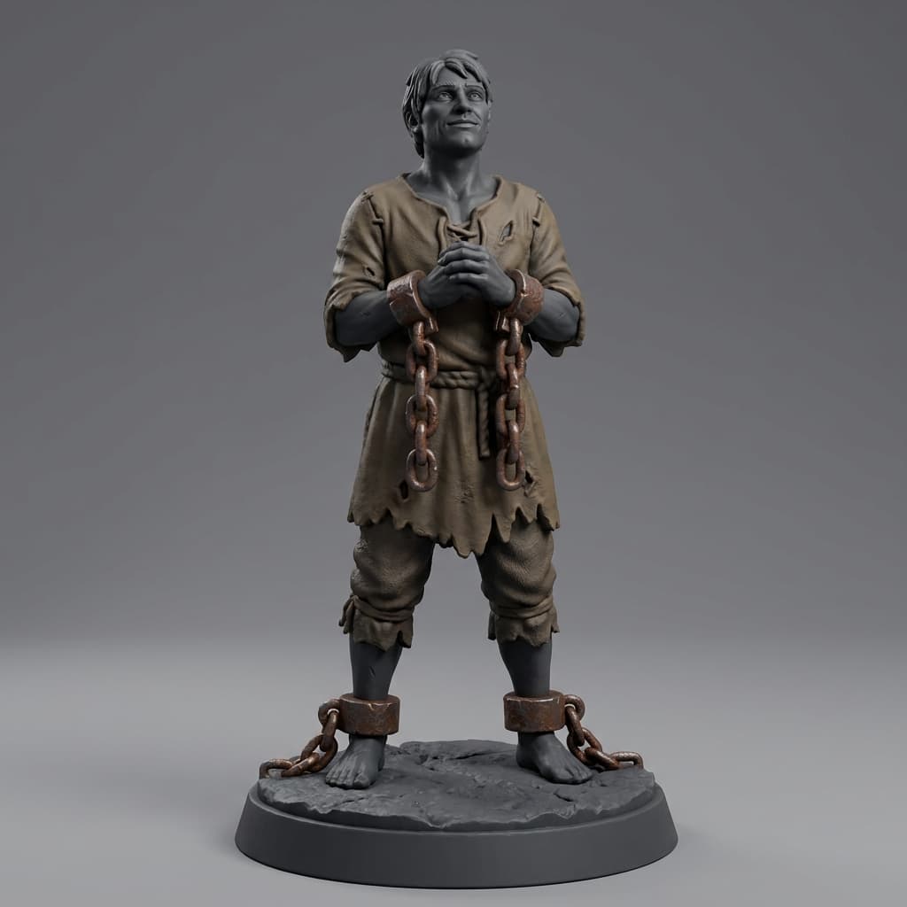 Iris and Orin - Shackled Prisoner STL - Dungeon Rescue Pack 3d model