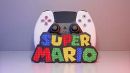 Super Mario (Logo) - Controller Holder Multiparts 3d model