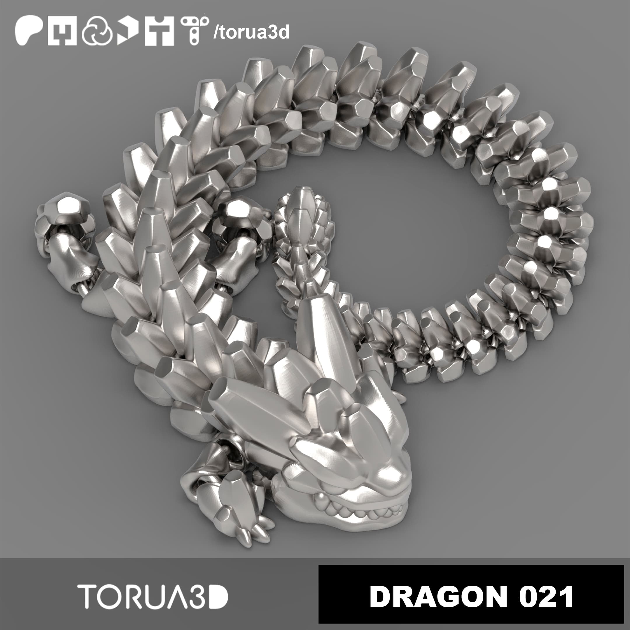Articulated Dragon 021 - Print in place - No Supports 3d model