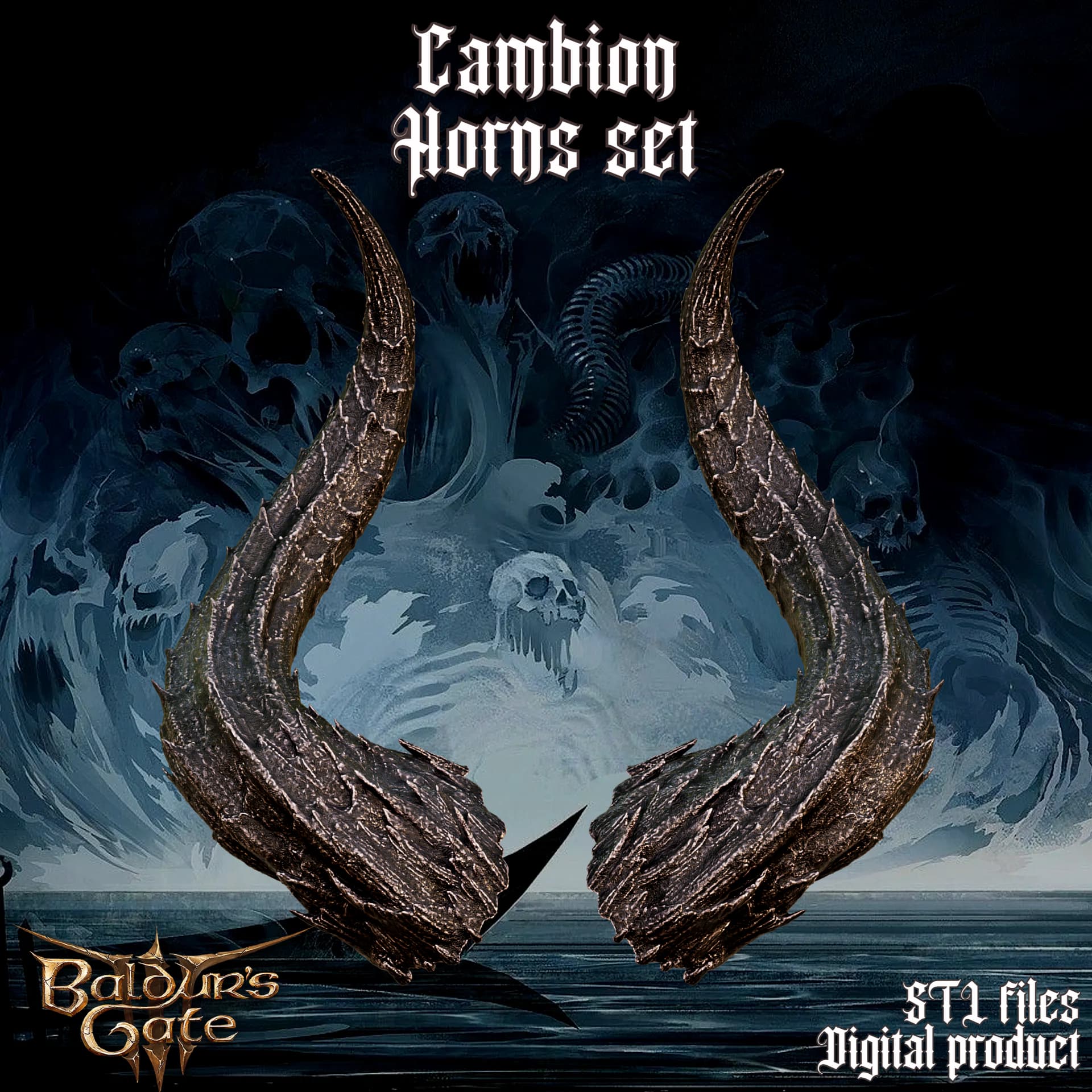 FANTASY CAMBION HORNS SET BALDURS GATE 3 3d model