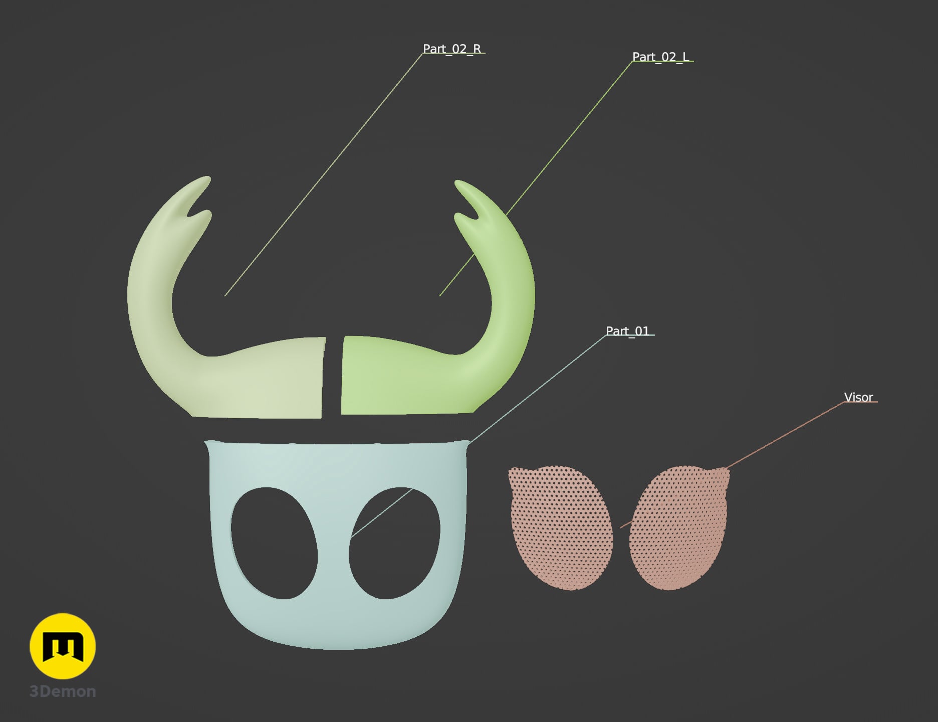 Hollow Knight Ghost Face Mask 3d model