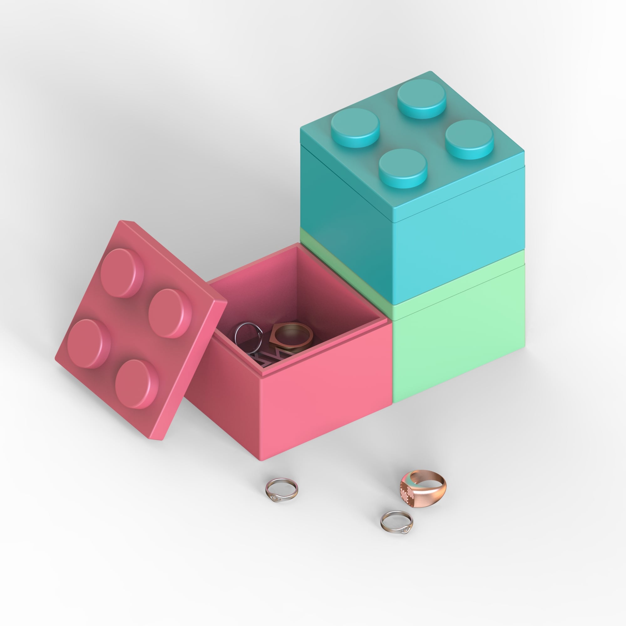LEGO Organizer Set, 4 pcs Stackable Storage Container, LEGO Block, Modular Shelves, LEGO Brick Boxes 3d model
