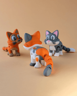 Purry - Cute Flexi Cat with Bonus Box! 3d model
