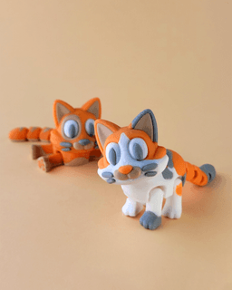 Purry - Cute Flexi Cat with Bonus Box! 3d model