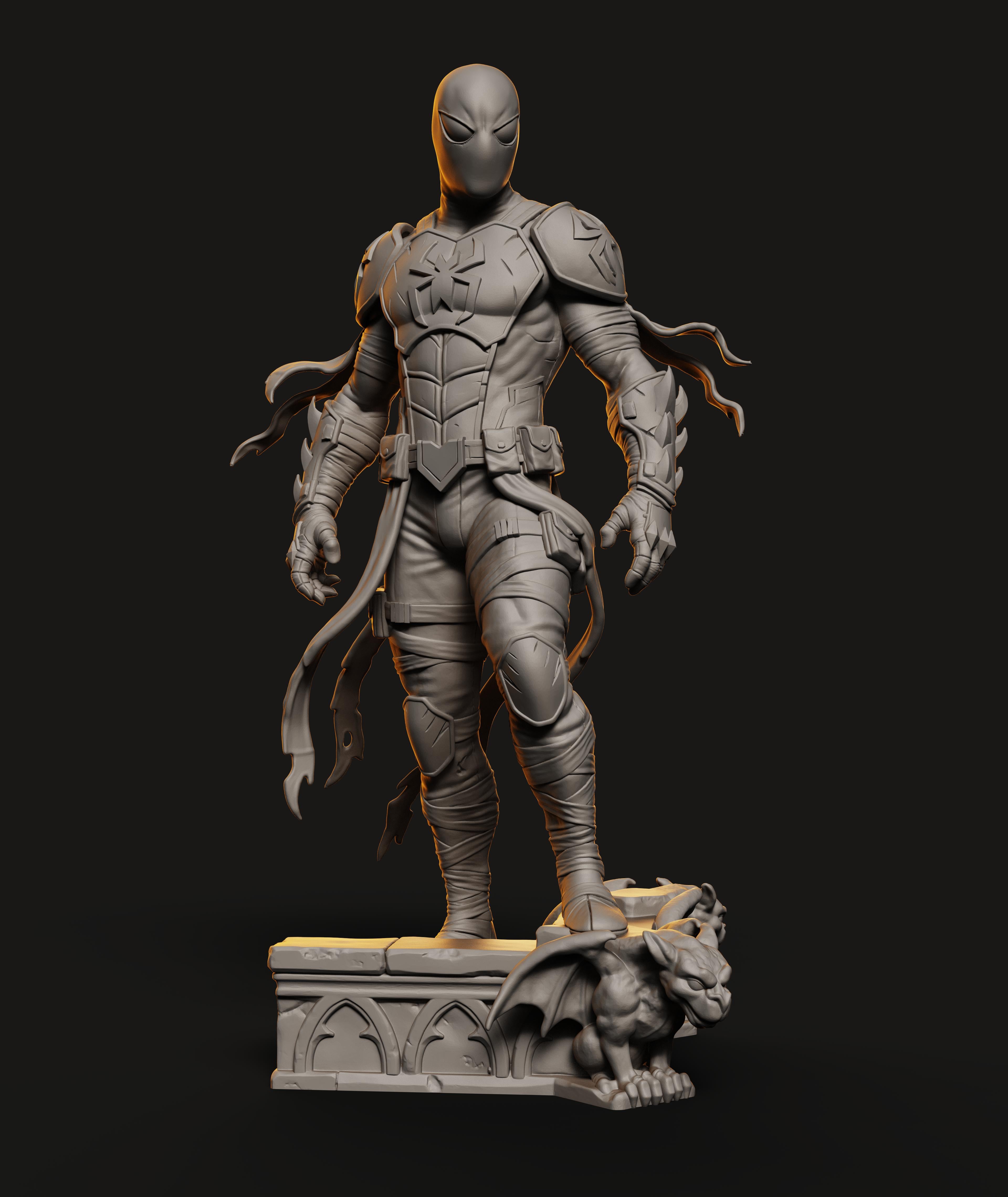 Phantom Web Knight STL | Hero Figure | Gothic Base Detail 3d model