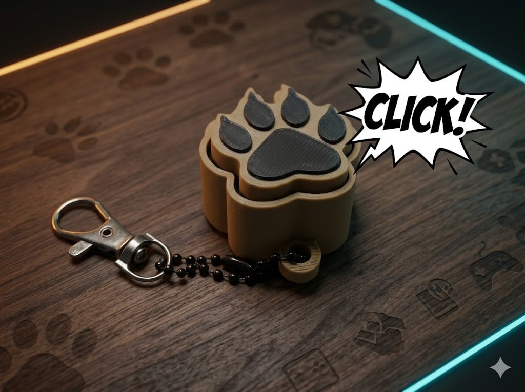 Dog Paw Clicker - Fidget Keychain 3d model